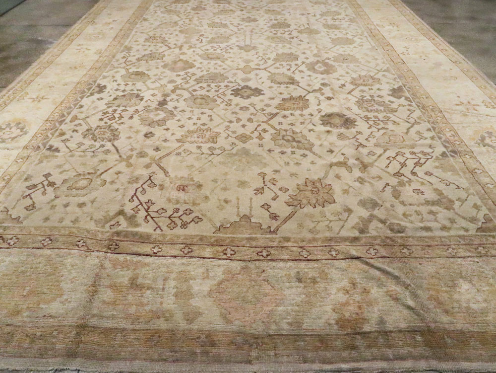 Antique Turkish Oushak Rug, No.12287 - Staging