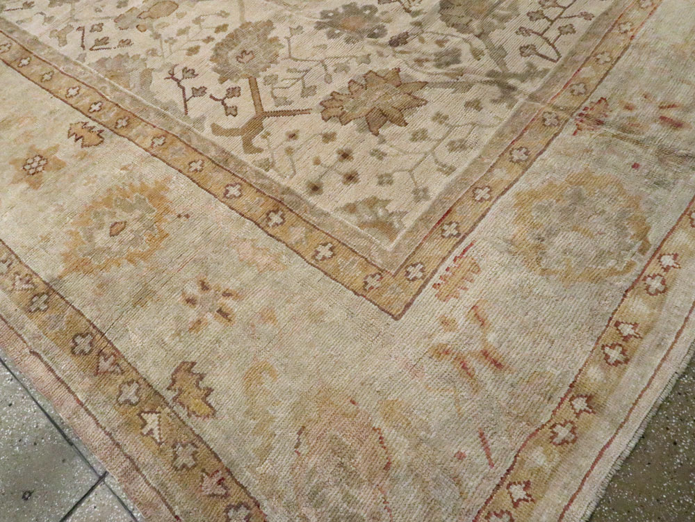 Antique Turkish Oushak Rug, No.12287 - Staging