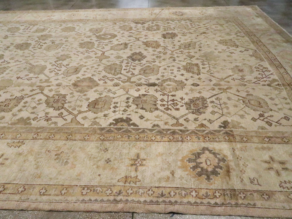 Antique Turkish Oushak Rug, No.12287 - Staging