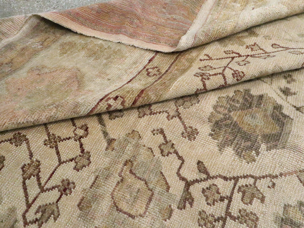 Antique Turkish Oushak Rug, No.12287 - Staging