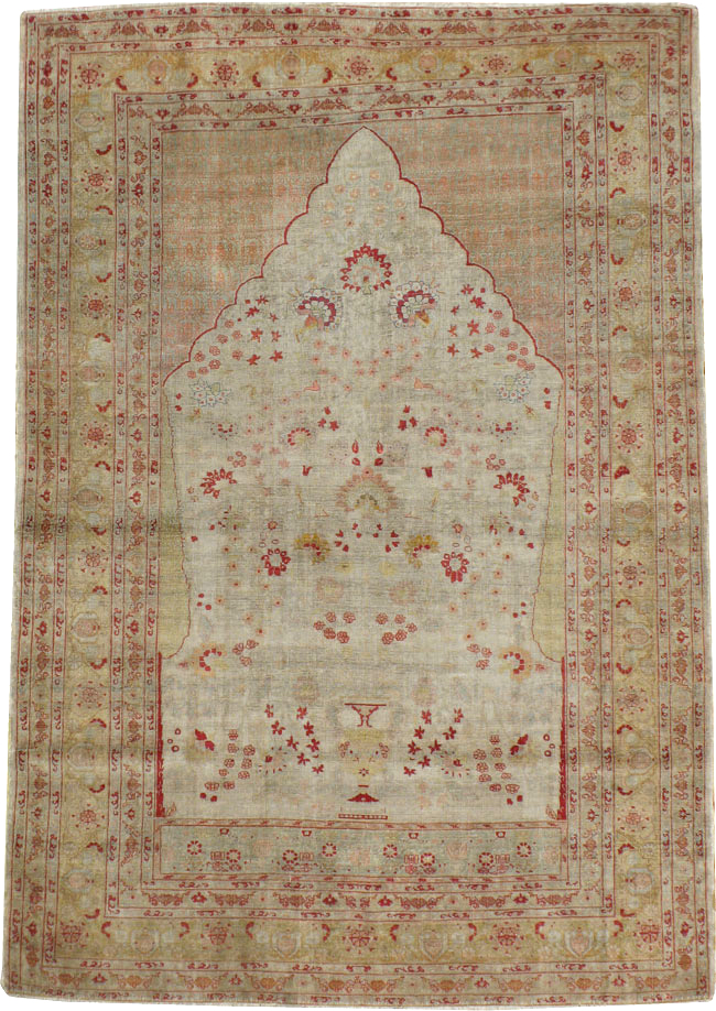 Antique Turkish Herekeh Silk Rug, No.12472 - Staging
