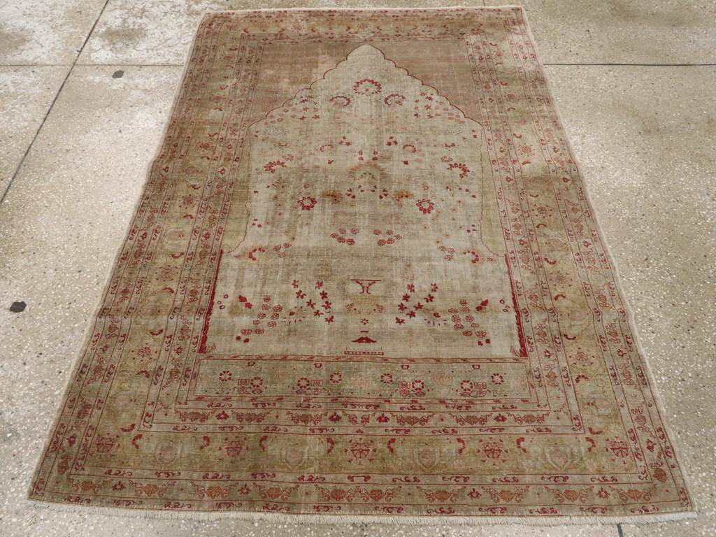 Antique Turkish Herekeh Silk Rug, No.12472 - Staging