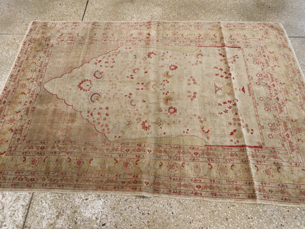 Antique Turkish Herekeh Silk Rug, No.12472 - Staging