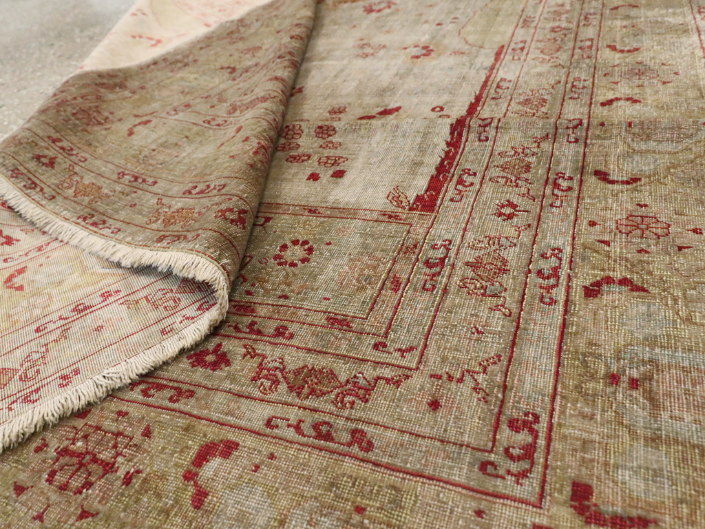 Antique Turkish Herekeh Silk Rug, No.12472 - Staging