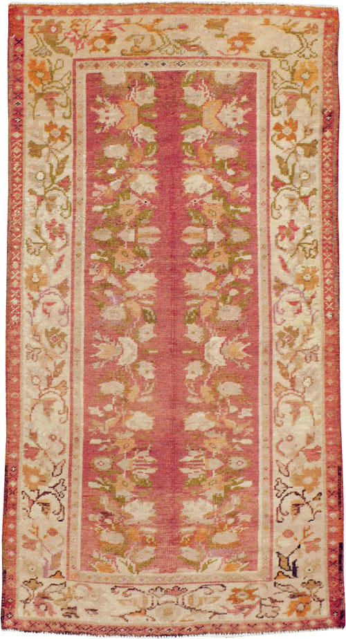 Antique Turkish Oushak Throw Rug, No.12520 - Staging