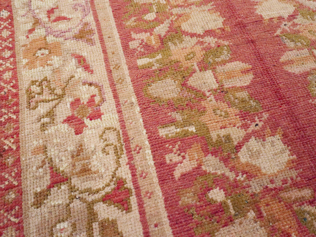 Antique Turkish Oushak Throw Rug, No.12520 - Staging