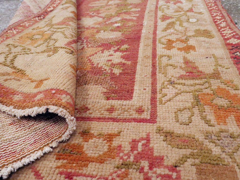 Antique Turkish Oushak Throw Rug, No.12520 - Staging