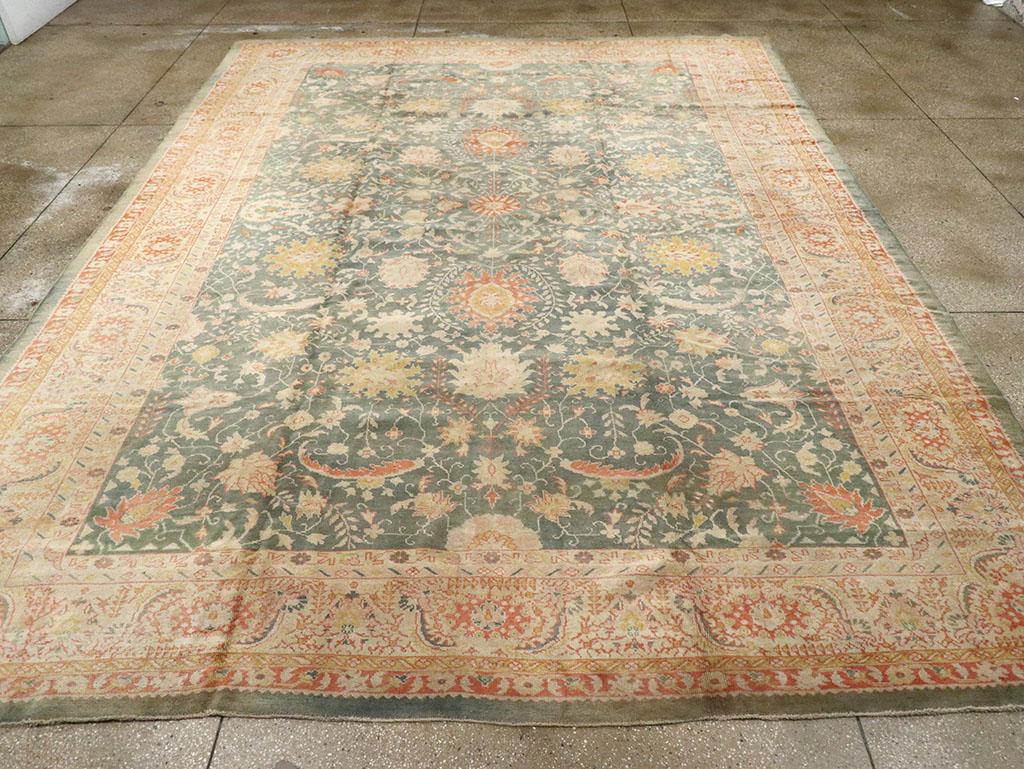 Antique Turkish Oushak Large Room Size Carpet, No.12639 - Staging
