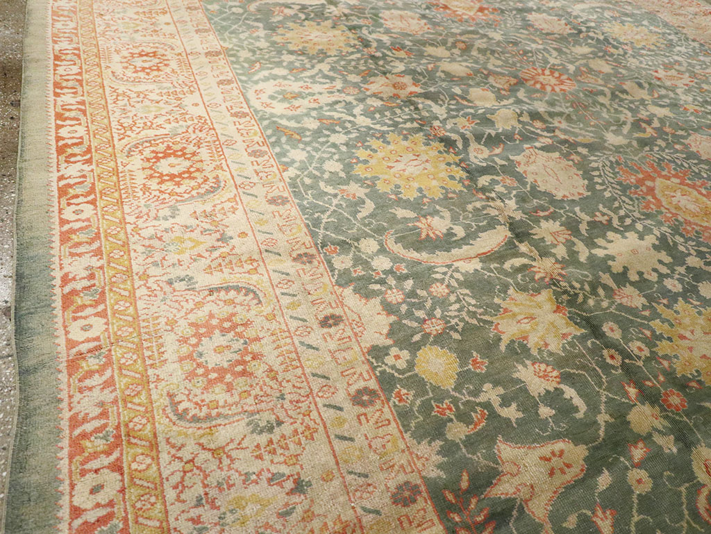 Antique Turkish Oushak Large Room Size Carpet, No.12639 - Staging