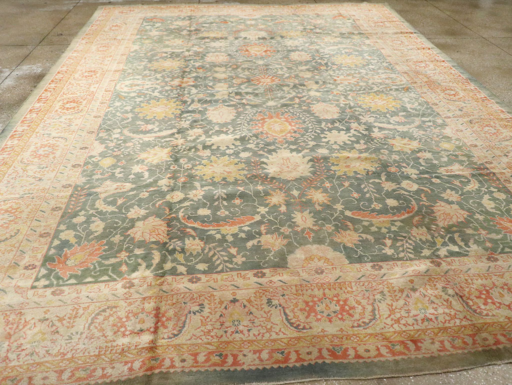 Antique Turkish Oushak Large Room Size Carpet, No.12639 - Staging