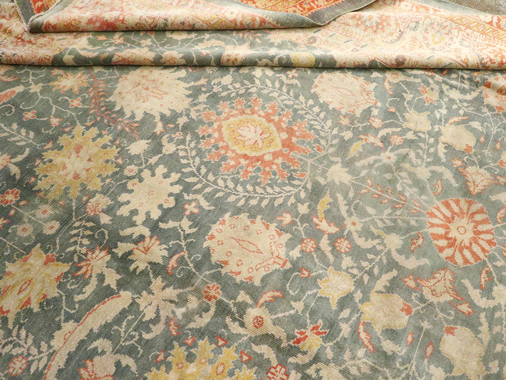 Antique Turkish Oushak Large Room Size Carpet, No.12639 - Staging