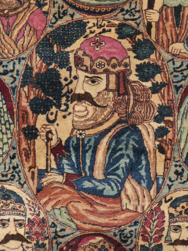 Antique Persian Kerman Pictorial Rug, No.12703 - Staging