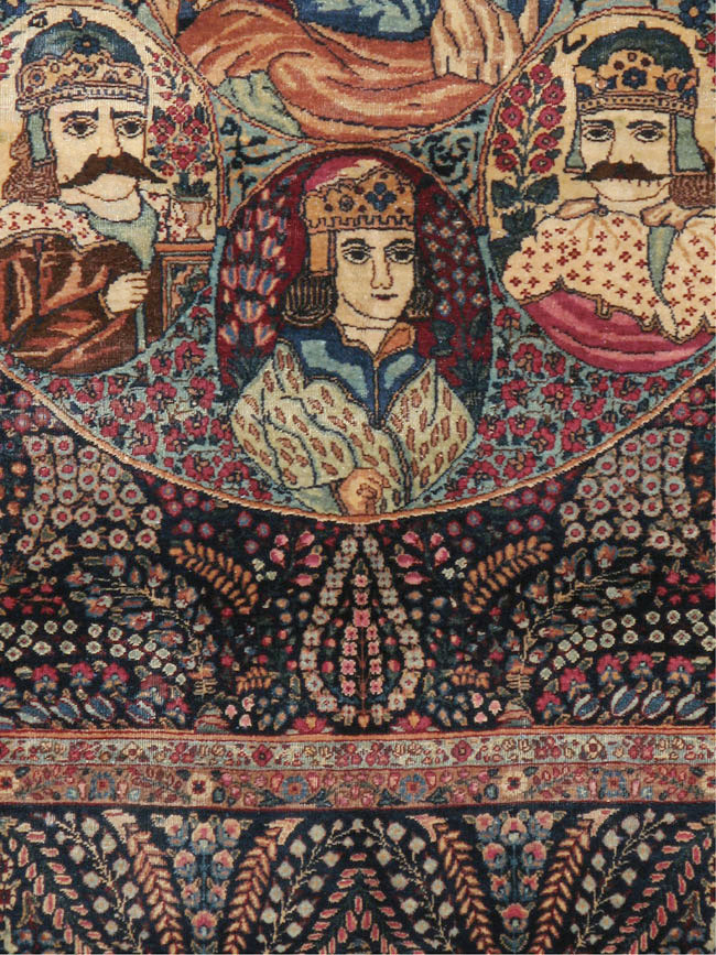 Antique Persian Kerman Pictorial Rug, No.12703 - Staging