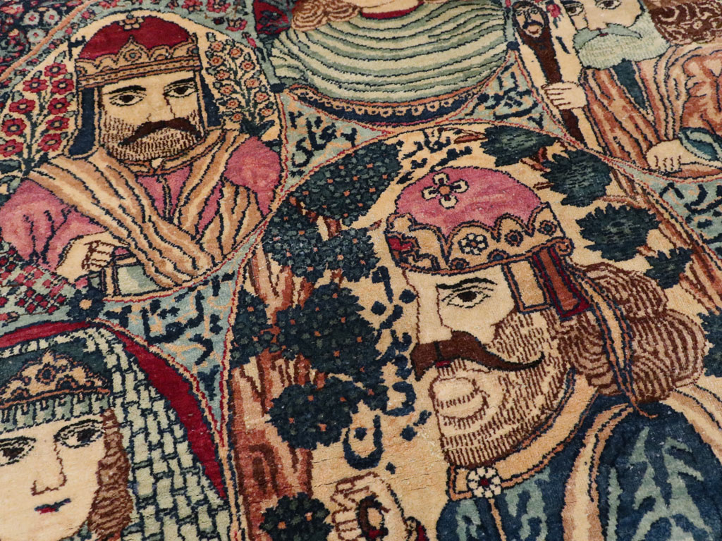 Antique Persian Kerman Pictorial Rug, No.12703 - Staging