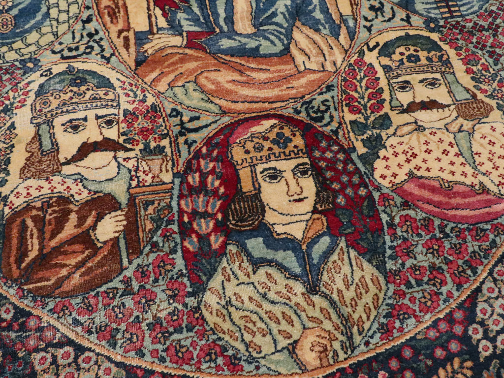 Antique Persian Kerman Pictorial Rug, No.12703 - Staging