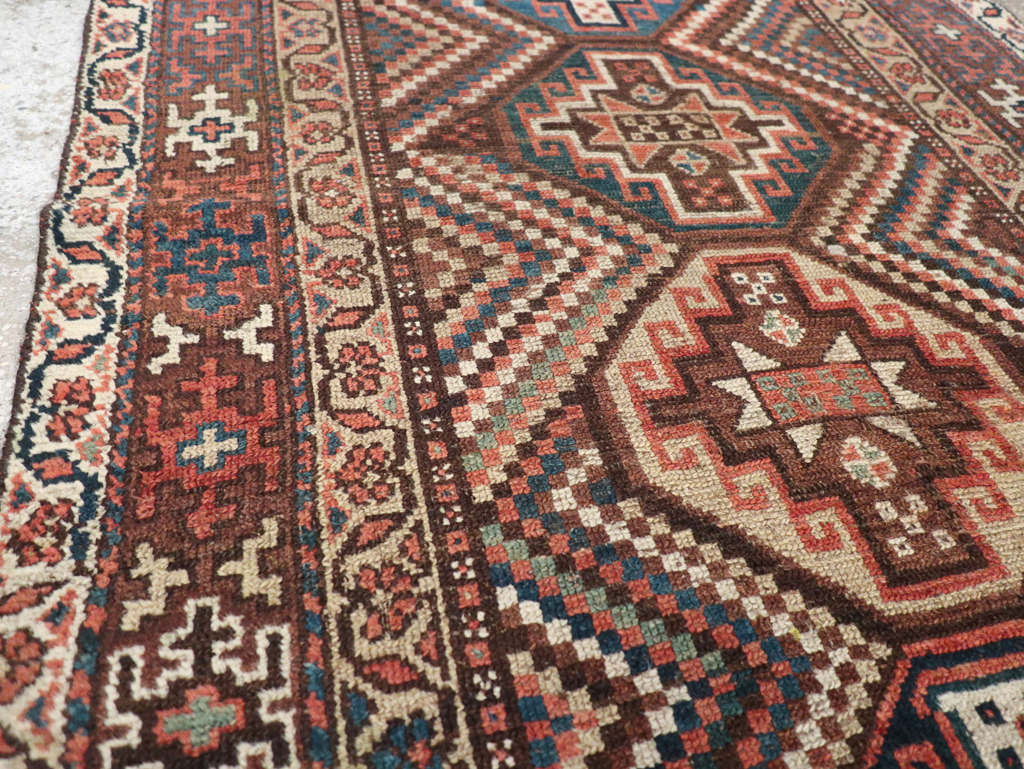 Antique Persian Kurdish Rug, No.12915 - Staging