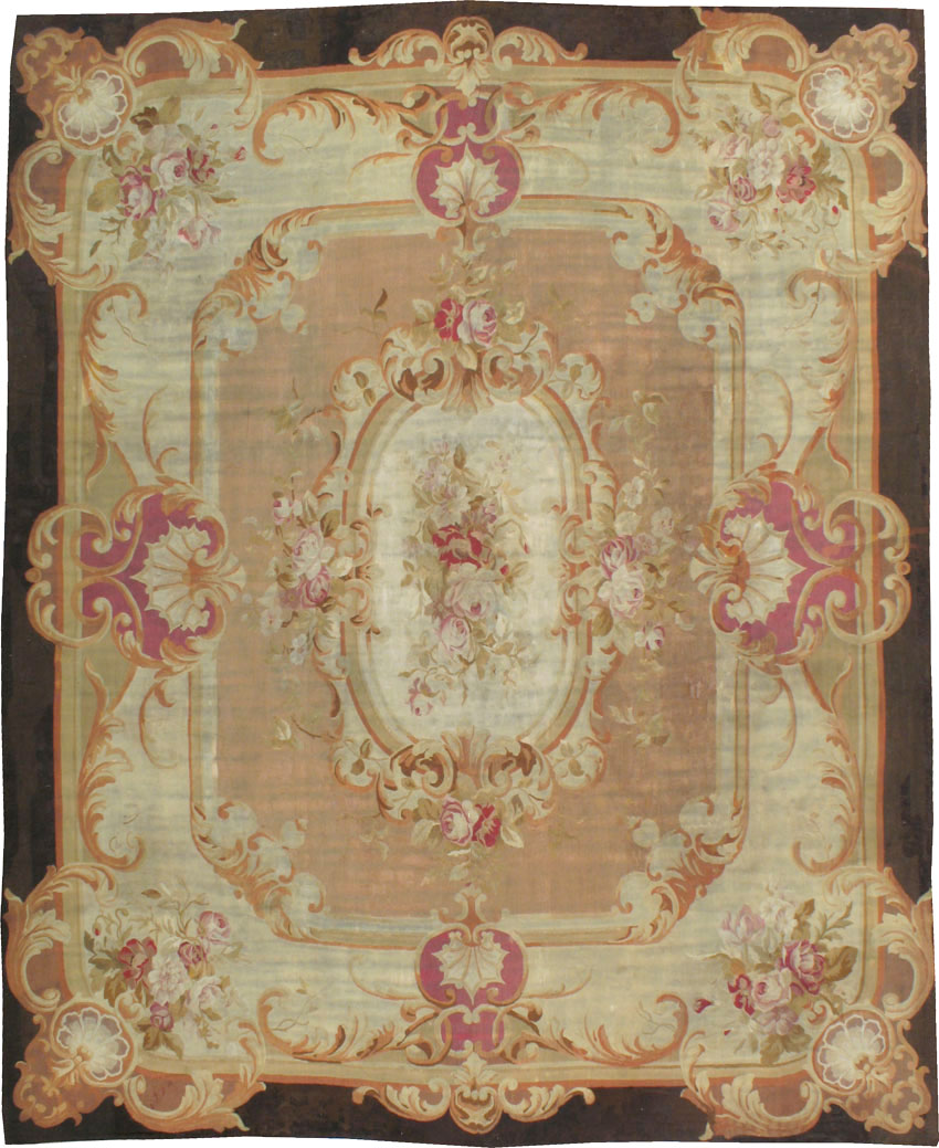 Antique French Aubusson Rug, No.13089 - Staging