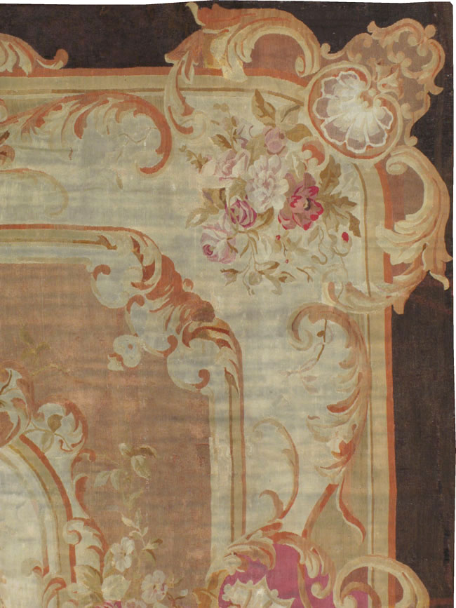 Antique French Aubusson Rug, No.13089 - Staging