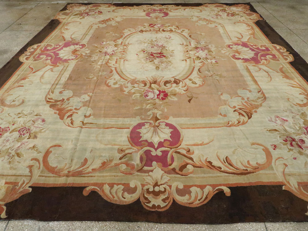 Antique French Aubusson Rug, No.13089 - Staging