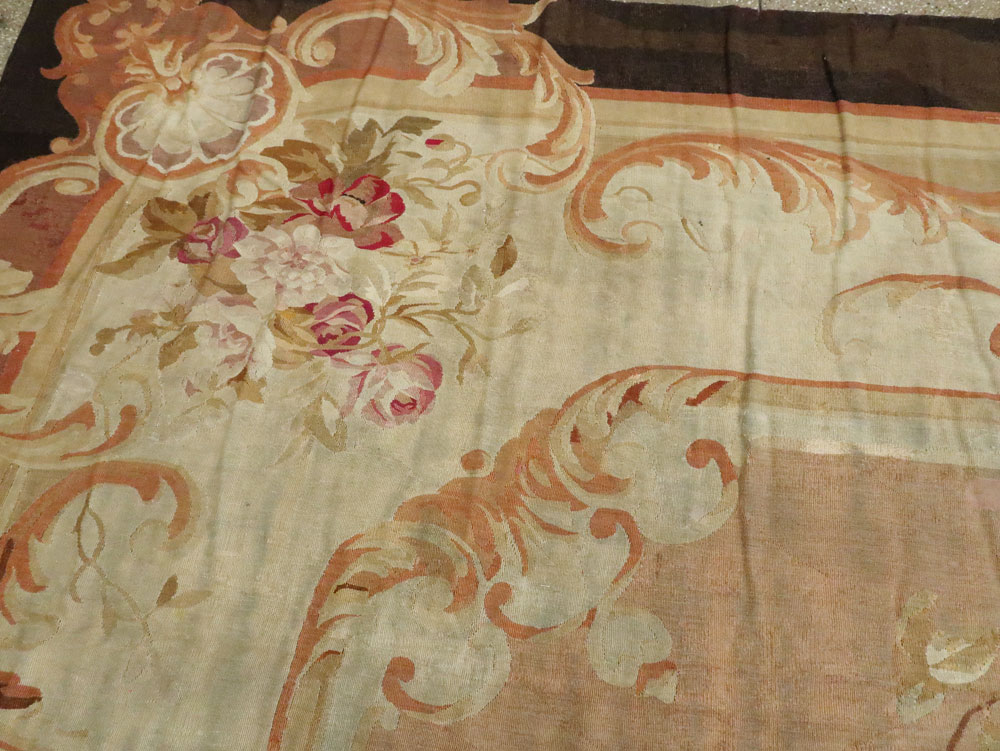 Antique French Aubusson Rug, No.13089 - Staging