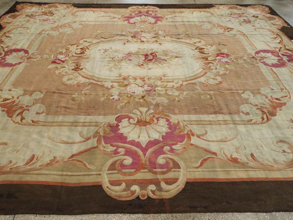 Antique French Aubusson Rug, No.13089 - Staging