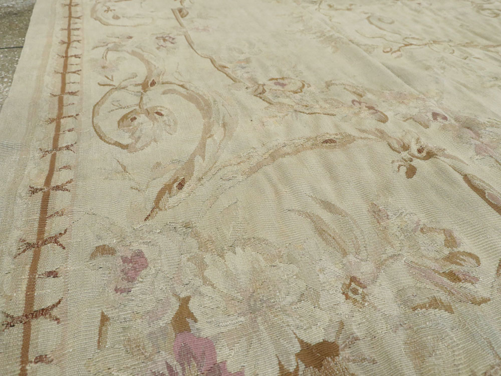 Antique French Aubusson Rug, No.13096 - Staging