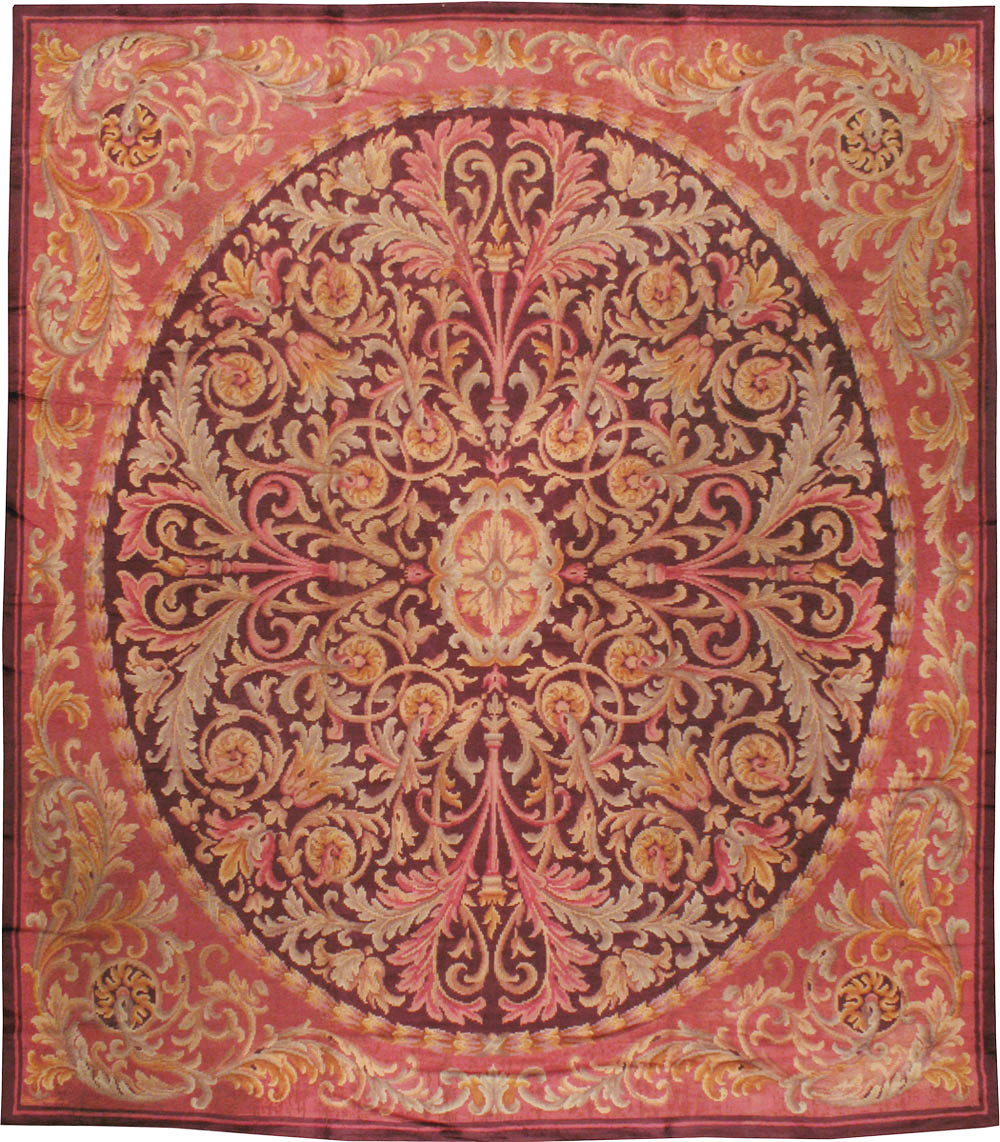 Antique European Savonnerie Square Carpet, No.13132 - Staging