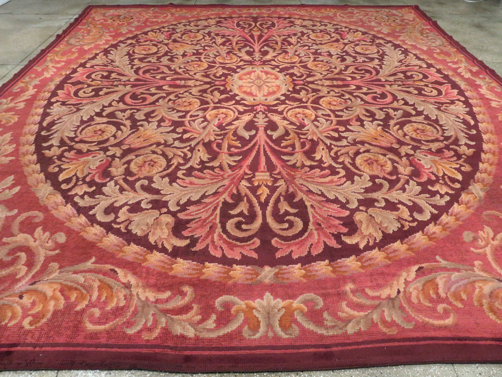 Antique European Savonnerie Square Carpet, No.13132 - Staging