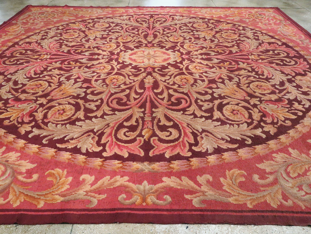 Antique European Savonnerie Square Carpet, No.13132 - Staging