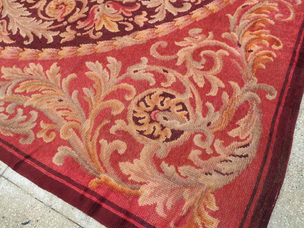 Antique European Savonnerie Square Carpet, No.13132 - Staging