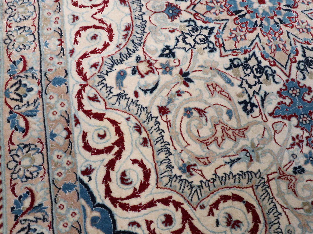 Vintage Persian Nain Rug, No.13278 - Staging