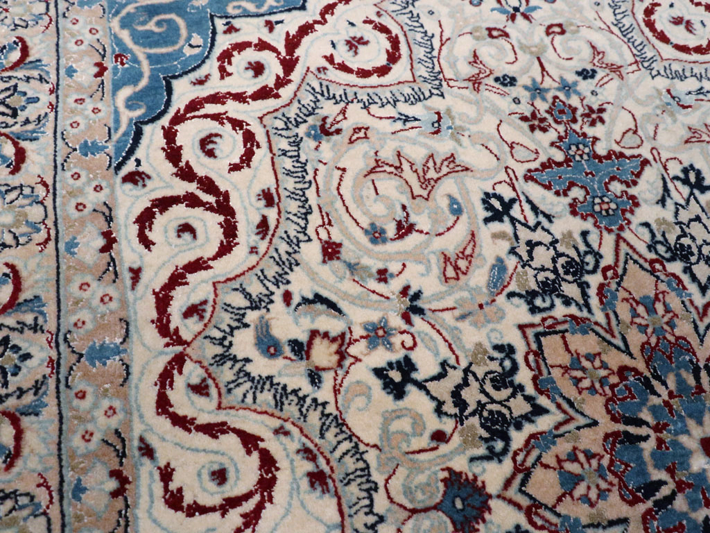 Vintage Persian Nain Rug, No.13278 - Staging