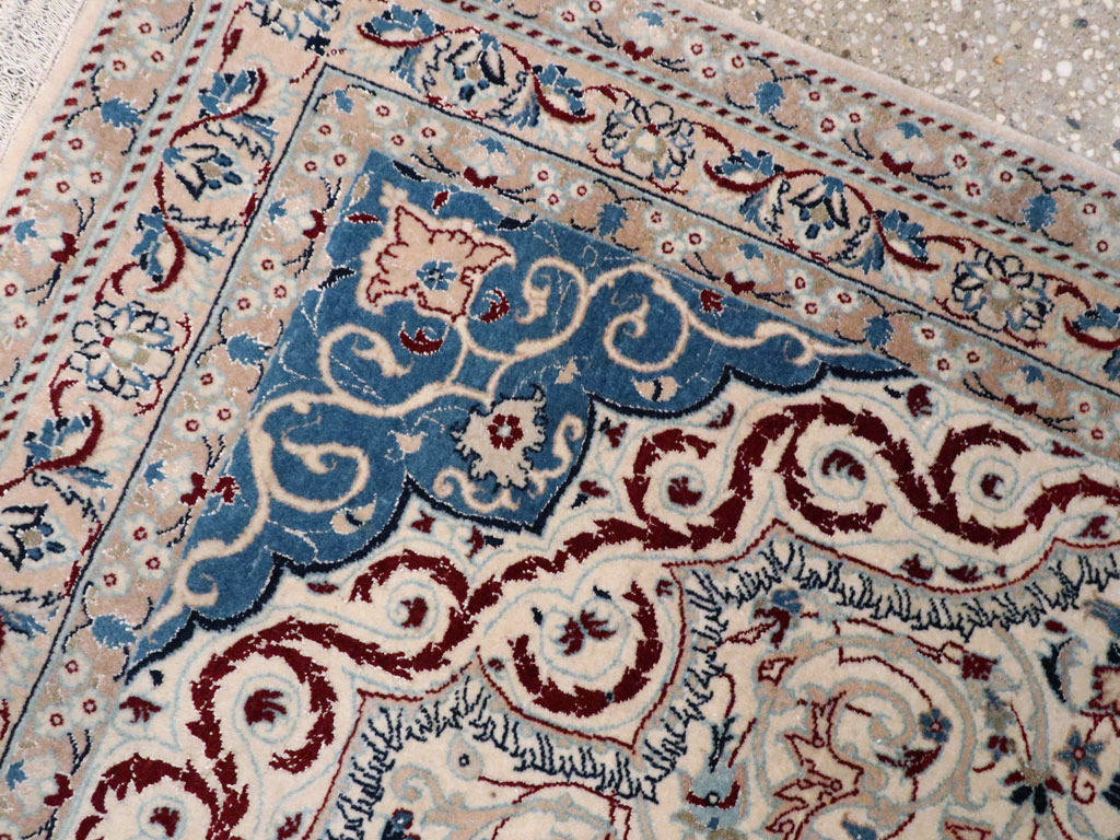 Vintage Persian Nain Rug, No.13278 - Staging