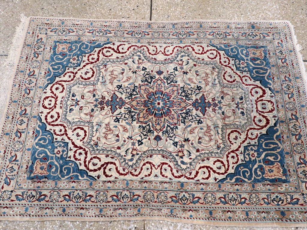 Vintage Persian Nain Rug, No.13278 - Staging