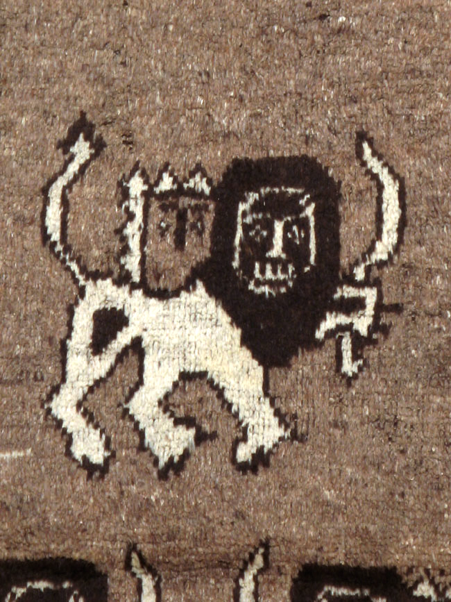 Vintage Persian Gabbeh Pictorial Rug (Pair: 1 of 2), No.13303 - Staging