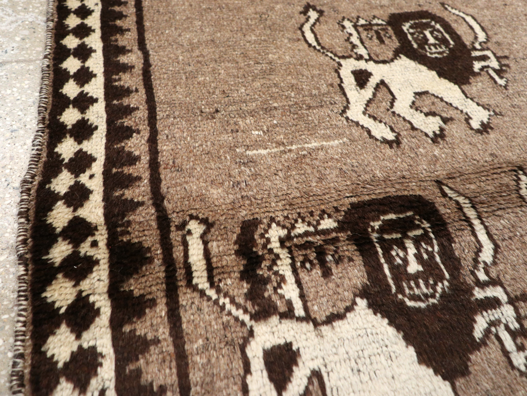 Vintage Persian Gabbeh Pictorial Rug (Pair: 1 of 2), No.13303 - Staging