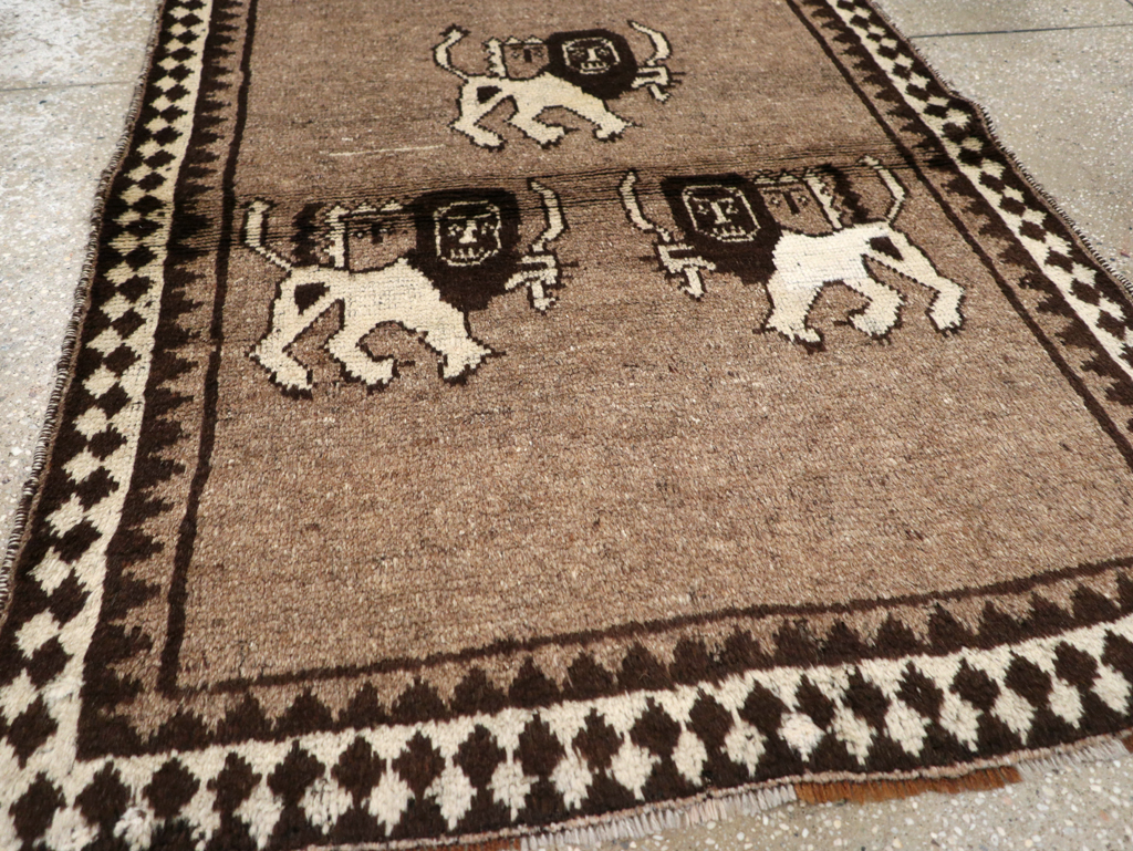 Vintage Persian Gabbeh Pictorial Rug (Pair: 1 of 2), No.13303 - Staging