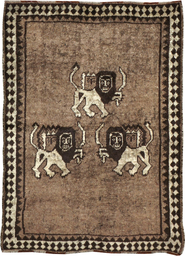 Vintage Persian Gabbeh Pictorial Rug (Pair: 2 of 2), No.13304 - Staging