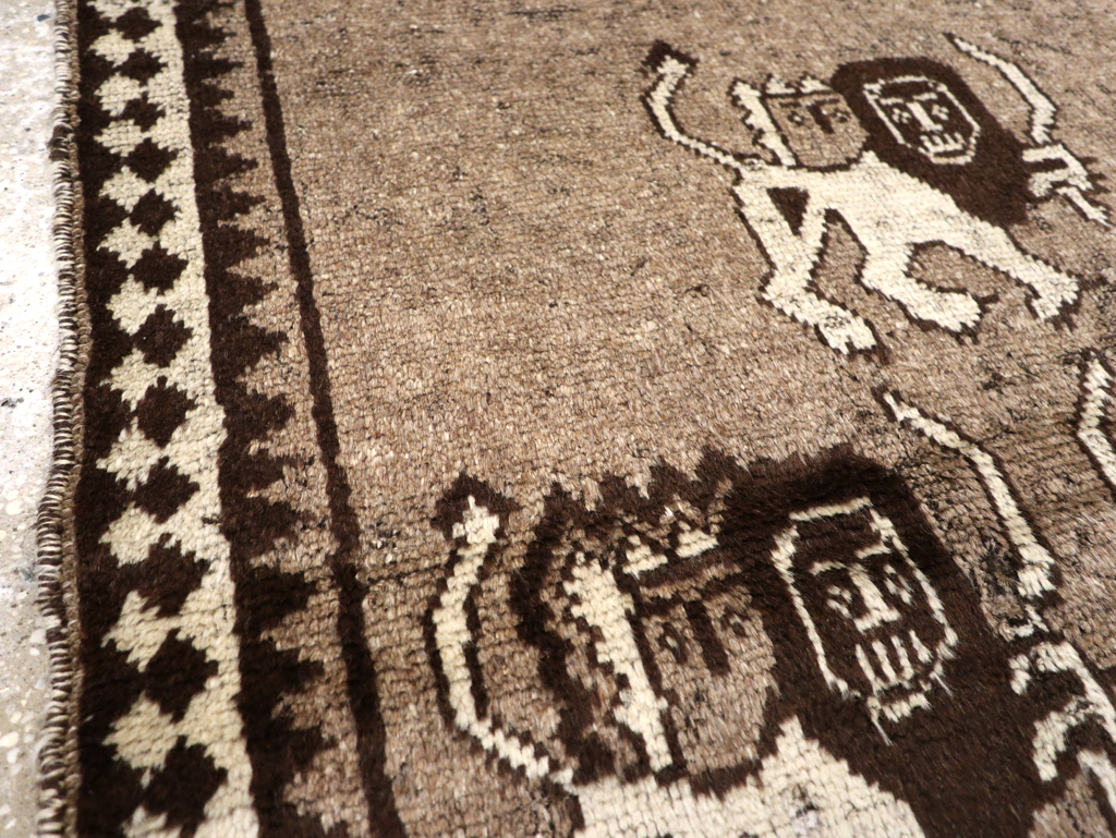 Vintage Persian Gabbeh Pictorial Rug (Pair: 2 of 2), No.13304 - Staging