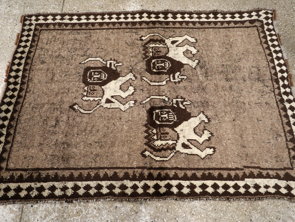 Vintage Persian Gabbeh Pictorial Rug (Pair: 2 of 2), No.13304 - Staging