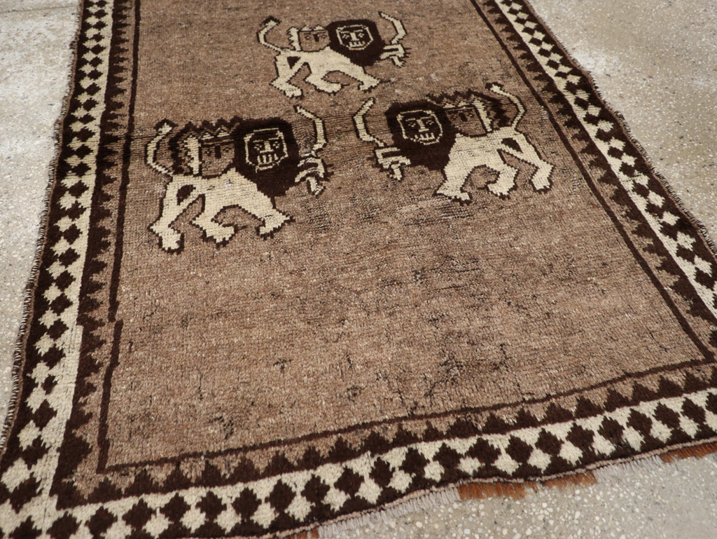 Vintage Persian Gabbeh Pictorial Rug (Pair: 2 of 2), No.13304 - Staging