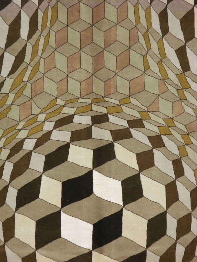 Vintage Persian Tabriz Modernist Rug, No.13324 - Staging