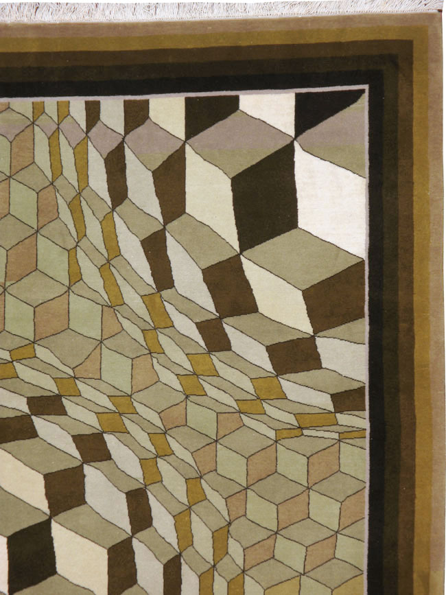 Vintage Persian Tabriz Modernist Rug, No.13324 - Staging