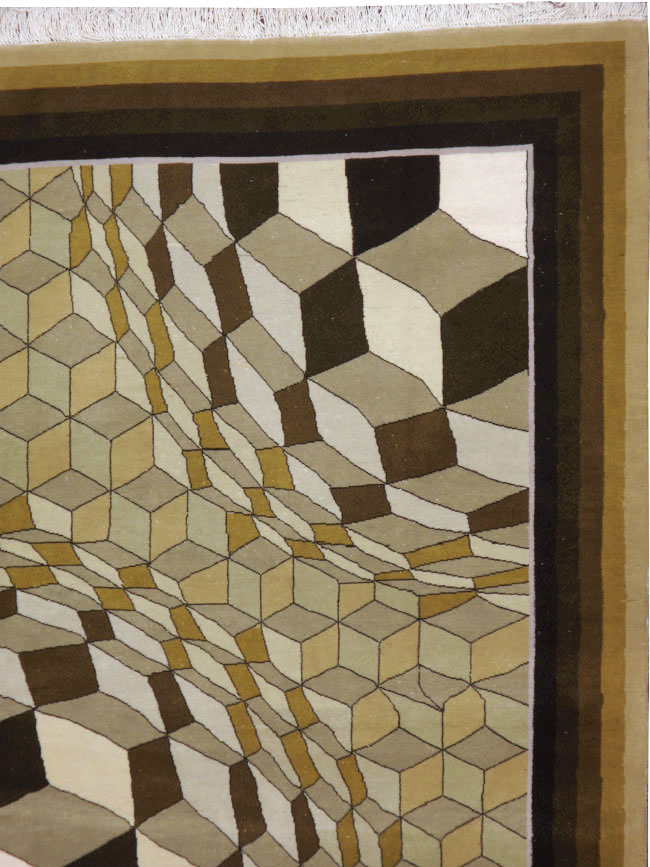 Vintage Persian Tabriz Modernist Rug, No.13324 - Staging