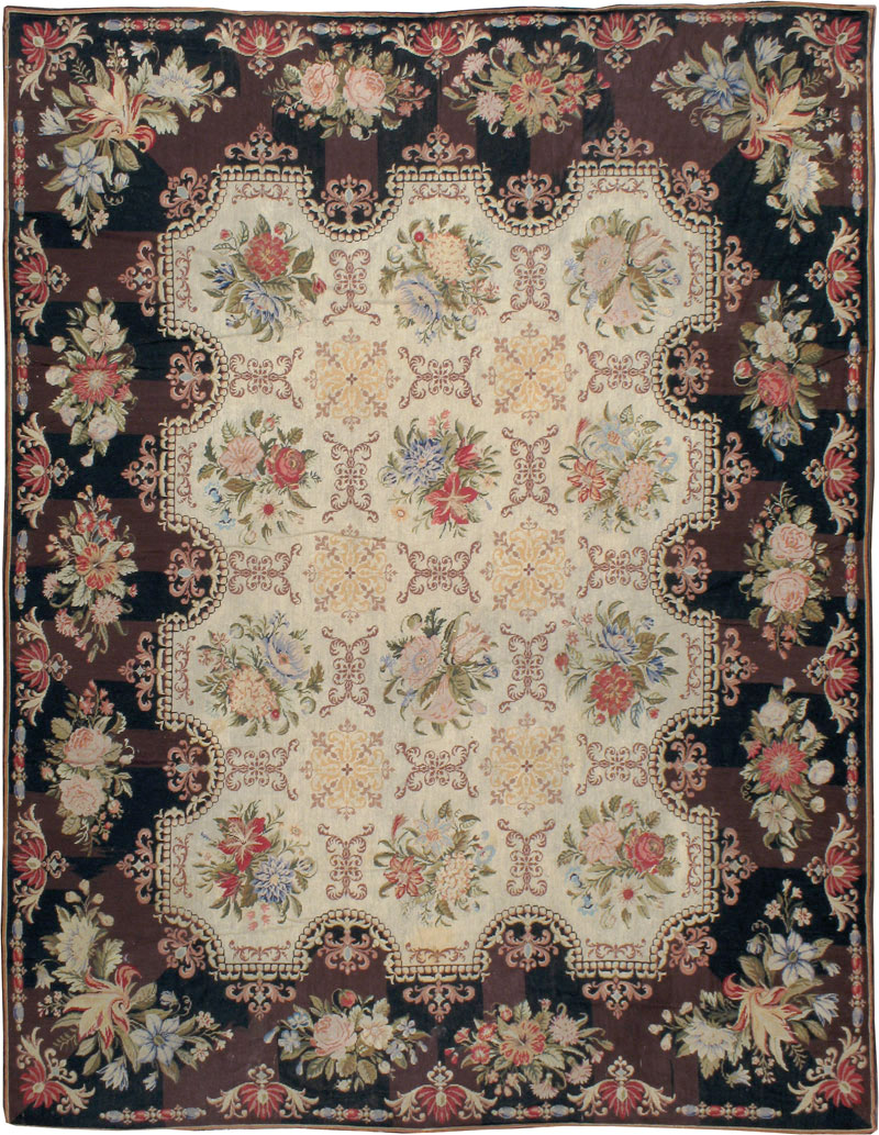 Antique English Needlepoint Rug, No.13325 - Staging