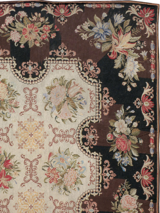 Antique English Needlepoint Rug, No.13325 - Staging