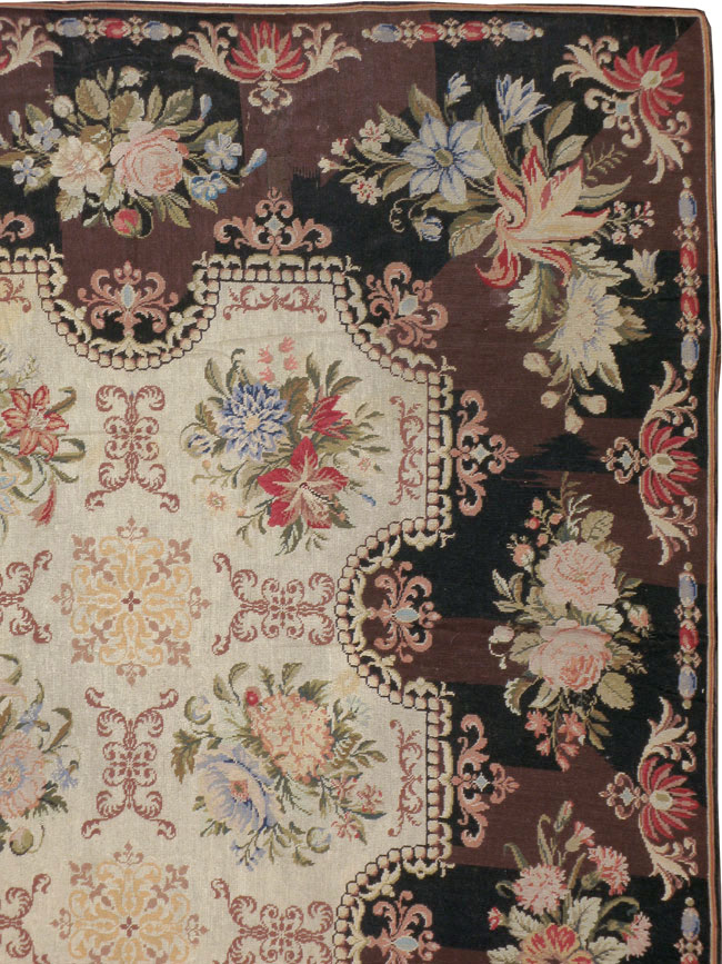 Antique English Needlepoint Rug, No.13325 - Staging