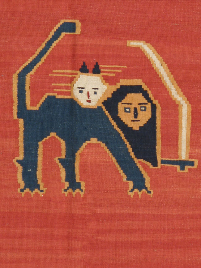 Vintage Persian Pictorial Kilim, No.13396 - Staging