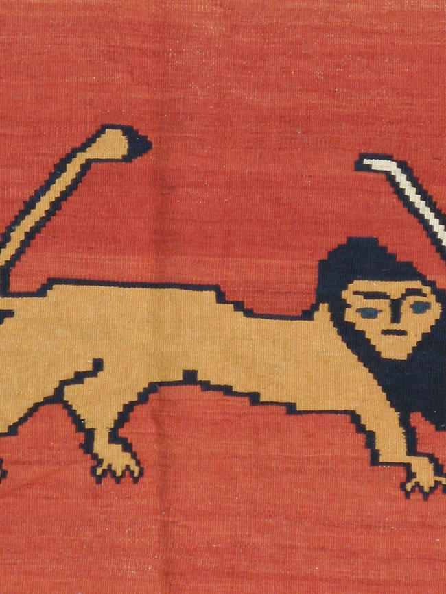 Vintage Persian Pictorial Kilim, No.13396 - Staging