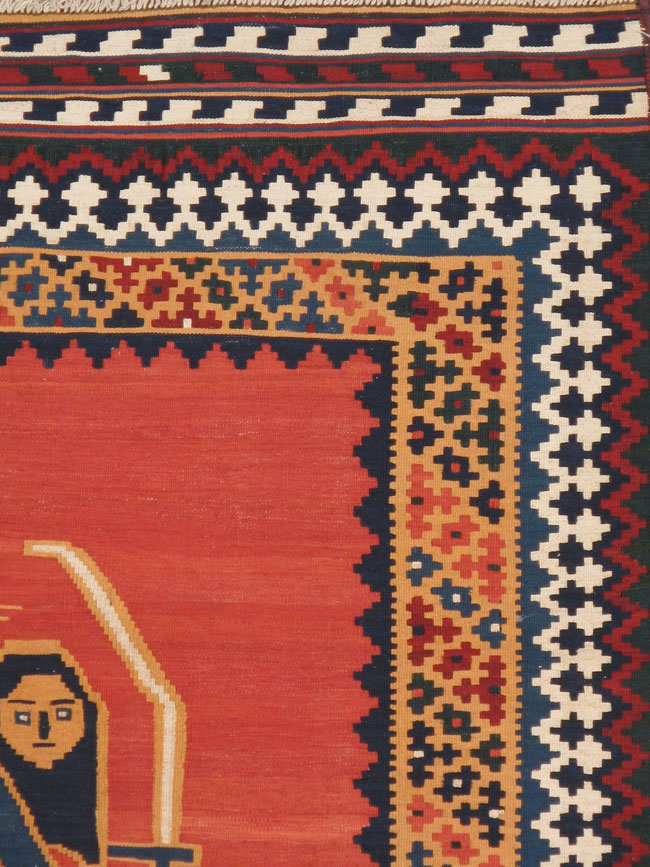 Vintage Persian Pictorial Kilim, No.13396 - Staging